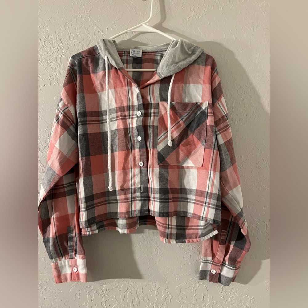 Cute crop L size thin flannel